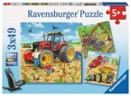 Ravensburger 080120 - Große Maschinen, 3x49 Teile, Kinderpuzzle