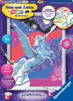 Ravensburger 286416 - Stolzer Pegasus - Malen nach Zahlen, mit Glittereffekt, romantic, MNZ