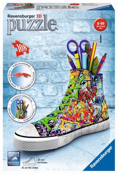 RAVENSBURGER 3D Puzzle Sneaker Premium Kinderpuzzle Stifthalter 108 Teile 