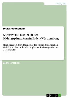 Kontroverse bezüglich der Bildungsplanreform in Baden-Württemberg (eBook, ePUB) - Vonderlehr, Tobias