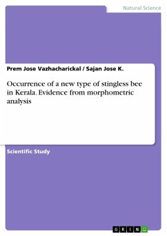Occurrence of a new type of stingless bee in Kerala. Evidence from morphometric analysis - K., Sajan Jose;Vazhacharickal, Prem Jose