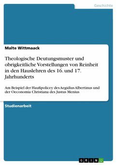 Theologische Deutungsmuster und obrigkeitliche Vorstellungen von Reinheit in den Hauslehren des 16. und 17. Jahrhunderts (eBook, ePUB)