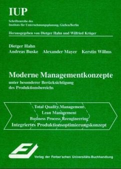 Moderne Managementkonzepte unter besonderer Berücksichtigung des Produktionsbereichs - Hahn, Dietger, Dietger Hahn und Andreas Buske