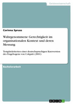 Wahrgenommene Gerechtigkeit im organisationalen Kontext und deren Messung (eBook, PDF) - Spruss, Corinna