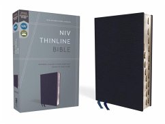 NIV, Thinline Bible, Bonded Leather, Navy, Indexed, Red Letter Edition - Zondervan
