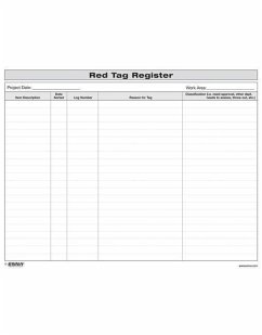 5S Red Tag Register Form - Enna