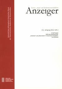 Geistes-, sozial-und kulturwissenschaftlicher Anzeiger 151. Jahrgang 2016, Heft 2 - Suppan, Arnold