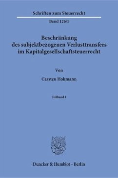 Beschränkung des subjektbezogenen Verlusttransfers im Kapitalgesellschaftsteuerrecht. - Hohmann, Carsten