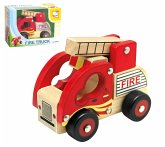 Bino 84080 - Fire Truck, Feuerwehrauto mit ausklappbaren Leiter, Holzauto, Länge: 17cm