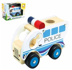 Bino 84082 - Police Car, Polizeiauto, Holzauto, Länge: 12,5 cm