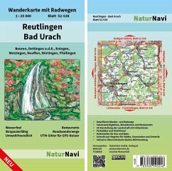NaturNavi Wanderkarte mit Radwegen Reutlingen - Bad Urach
