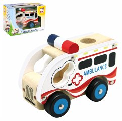 Bino 84081 - Ambulance, Rettungswagen, Holzauto, Länge: 17cm