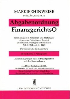 Cover Abgabenordnung FinanzgerichtsO, Markierhinweise/Fußgängerpunkte