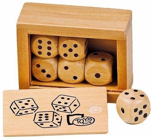 Würfelkasten mit 6 Holzwürfeln