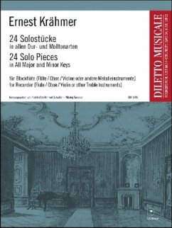 24 Solo-Stücke in allen Dur- und Molltonarten für Blockflöte (Flöte, Oboe, Vioine oder andere Melodieinstrumente) - Krähmer, Ernest