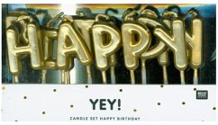 Cover Kerzen Happy Birthday, Gold