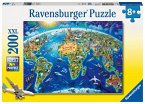 Ravensburger Kinderpuzzle - 12722 Große, weite Welt - Puzzle-Weltkarte für Kinder ab 8 Jahren, mit 200 Teilen im XXL-Format