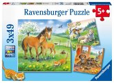 Ravensburger Kinderpuzzle - 08029 Kuschelzeit - Puzzle für Kinder ab 5 Jahren, mit 3x49 Teilen