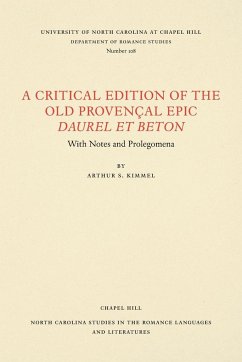 A Critical Edition of the Old Provençal Epic Daurel et Beton