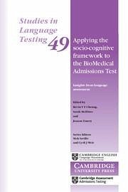 Applying the Socio-Cognitive Framework to the BioMedical Admissions Test Paperback - Cheung, Kevin Y F