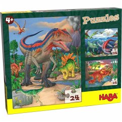 HABA 303377 - Dinosaurier, 3 Puzzle, je 24 Teile