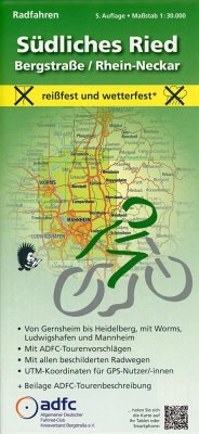 MeKi-Radwanderkarten mit ADFC-Tourenvorschlägen - Radfahren - Südliches Ried / Bergstraße / Rhein-Neckar, 1:30.000 - Messer, Michael