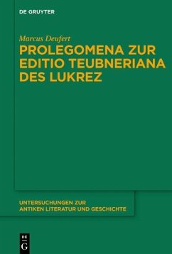 Cover Prolegomena zur Editio Teubneriana des Lukrez (eBook, PDF)