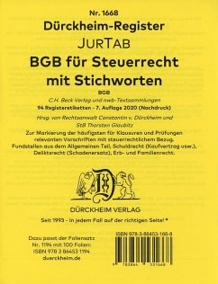 DürckheimRegister® BGB im Steuerrecht 2022 MIT STICHWORTEN - Dürckheim, Constantin; Glaubitz, Thorsten
