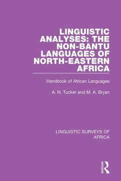 Cover Linguistic Analyses: The Non-Bantu Languages of North-Eastern Africa (eBook, ePUB)