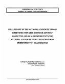Final Report of the National Academies' Human Embryonic Stem Cell Research Advisory Committee and 2010 Amendments to the National Academies' Guidelines for Human Embryonic Stem Cell Research
