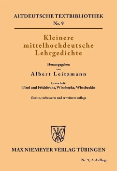 Kleinere mittelhochdeutsche Lehrgedichte (eBook, PDF) Cover Kleinere mittelhochdeutsche Lehrgedichte (eBook, PDF)