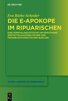 Die e-Apokope im Ripuarischen (eBook, ePUB) - Büthe-Scheider, Eva