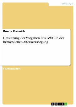 Umsetzung der Vorgaben des GWG in der betrieblichen Altersversorgung (eBook, ePUB) Cover Umsetzung der Vorgaben des GWG in der betrieblichen Altersversorgung (eBook, ePUB)