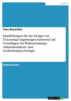 Empfehlungen für das Design von E-Learning-Umgebungen basierend auf Grundlagen der Wahrnehmungs-, Aufmerksamkeits- und Gedächtnispsychologie (eBook, ePUB) - Bouerdick, Timo