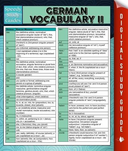 German Vocabulary II (Speedy Language Study Guides) (eBook, ePUB)