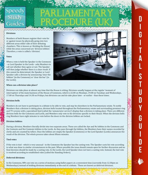 Parliamentary Procedure (UK) (Speedy Study Guide) (eBook, ePUB) Parliamentary Procedure (UK) (Speedy Study Guide) (eBook, ePUB)
