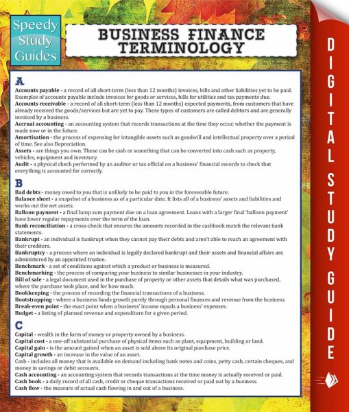 Business Finance Terminology (Speedy Study Guide) (eBook, ePUB)