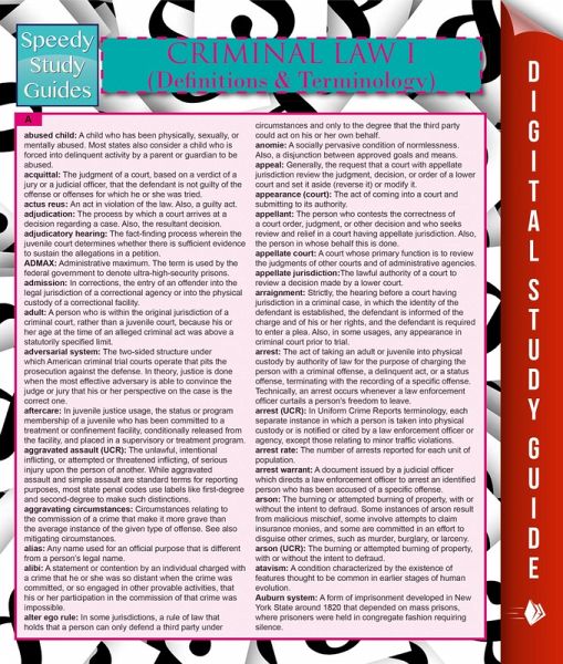 Criminal Law I (Definitions and Terminology) (Speedy Study Guide) (eBook, ePUB)