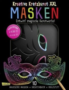Masken XXL: Set mit 10 Kratz-Masken, Anleitungsbuch und Holzstift / Kreative Kratzkunst XXL Bd.3 - Poitier, Anton