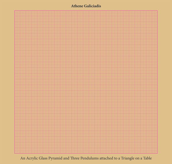 An Acrylic Glass Pyramid and Three Pendulums attached to a Triangle on a Table An Acrylic Glass Pyramid and Three Pendulums attached to a Triangle on a Table