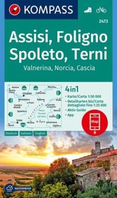 KOMPASS Wanderkarte 2473 Assisi, Foligno, Spoleto, Terni, Valnerina, Norcia, Cascia 1:50.000