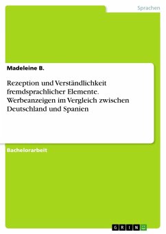 Rezeption und Verständlichkeit fremdsprachlicher Elemente. Werbeanzeigen im Vergleich zwischen Deutschland und Spanien - B., Madeleine
