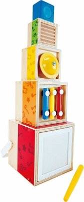 Hape E0336 - Musik-Stapelwürfel, Instrumenten-Stapelwürfel, Holz