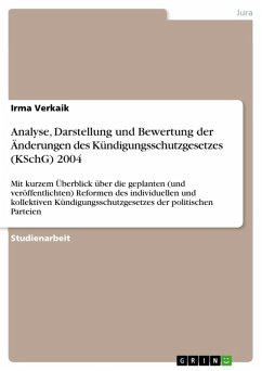 Analyse, Darstellung und Bewertung der Änderungen des Kündigungsschutzgesetzes (KSchG) 2004 (eBook, ePUB)
