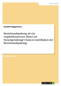 Cover Betriebsaufspaltung als ein empfehlenswertes Mittel zur Steuergestaltung? Chancen und Risiken der Betriebsaufspaltung