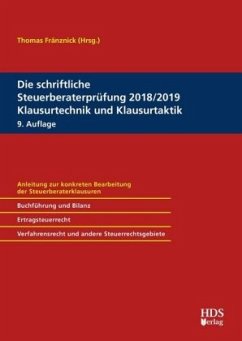 Cover Die schriftliche Steuerberaterprüfung 2018/2019 Klausurtechnik und Klausurtaktik