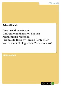Die Auswirkungen von Umweltkommunikation auf den Akquisitionsprozess im Business-to-Business-Buying-Center. Der Vorteil eines ökologischen Zusatznutzens? (eBook, ePUB) Die Auswirkungen von Umweltkommunikation auf den Akquisitionsprozess im Business-to-Business-Buying-Center. Der Vorteil eines ökologischen Zusatznutzens? (eBook, ePUB)