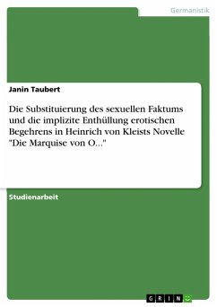 Die Substituierung des sexuellen Faktums und die implizite Enthüllung erotischen Begehrens in Heinrich von Kleists Novelle "Die Marquise von O..." (eBook, ePUB) Die Substituierung des sexuellen Faktums und die implizite Enthüllung erotischen Begehrens in Heinrich von Kleists Novelle "Die Marquise von O..." (eBook, ePUB)
