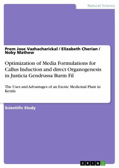 Optimization of Media Formulations for Callus Induction and direct Organogenesis in Justicia Gendrussa Burm Fil