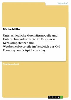 Cover Unterschiedliche Geschäftsmodelle und Unternehmenskonzepte im E-Business. Kernkompetenzen und Wettbewerbsvorteile im Vergleich zur Old Economy am Beispiel von eBay. (eBook, ePUB)